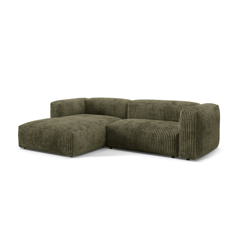 Betsayda 2 Seater Corduroy Corner Sofa , Moss Green