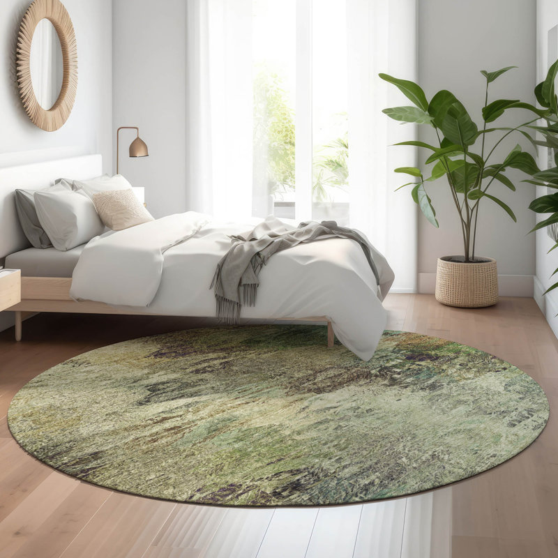 Premium Machine Washable Cerrito AMF592 Beige Rug, Round 8'