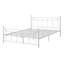 Élégant lit plateforme en métal de style victorien avec tête de lit surélevée et pied de lit, blanc-1615007356