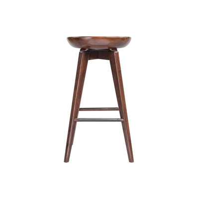 Pemberly Row Hardwood Backless Bar Swivel Stool Contoured Seat in Cappuccino
