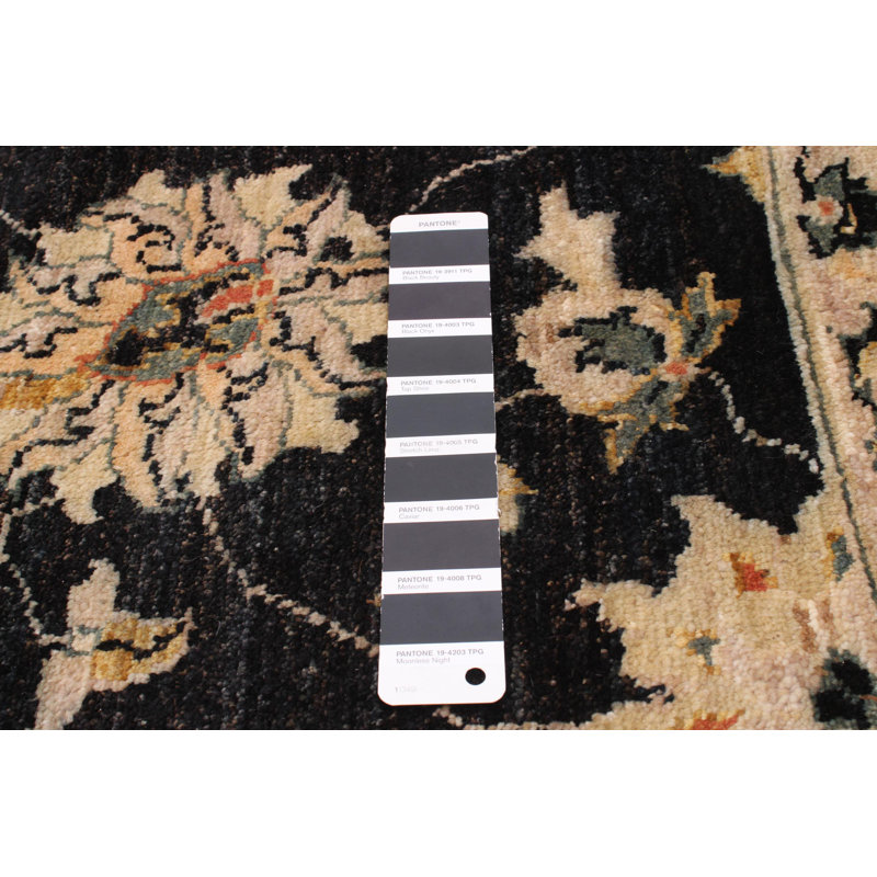 Tapis noir / brun / beige en laine noué à la main de conception unique 8 pi x 10 pi x 10 po Chobi Finest