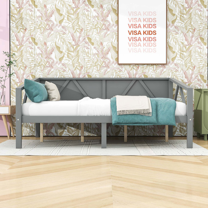 Erven Wooden Daybed with Slat Support, Full, Gray
