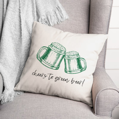 Cheers To Green Beer Throw Pillow