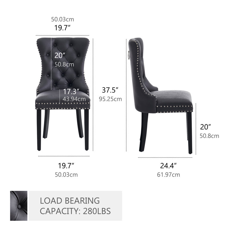 Black Parsons Dining Chairs (Set of 2), Charcoal, Black