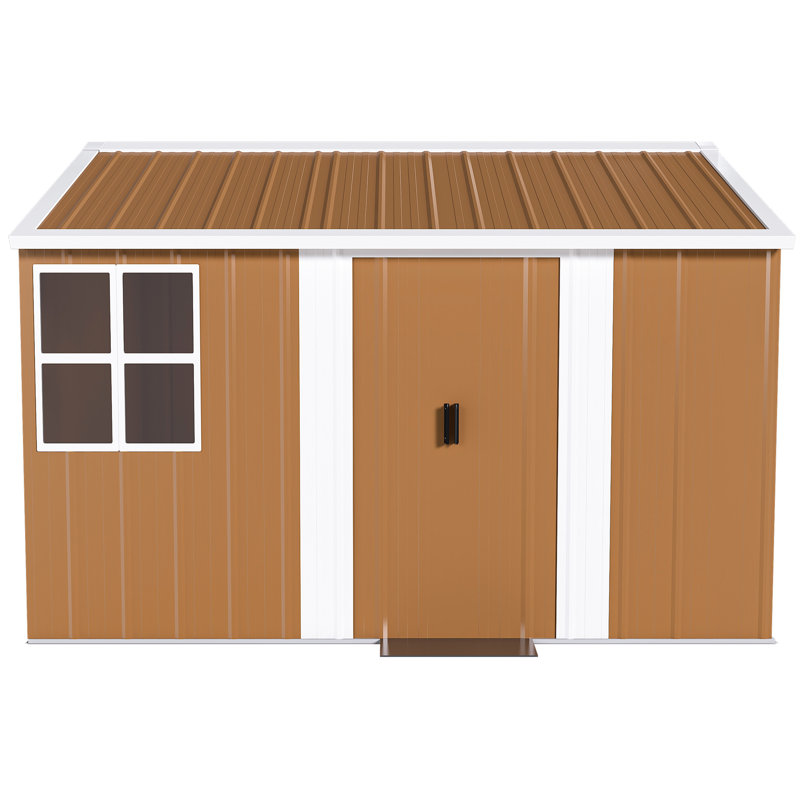 Spacieuse remise en métal robuste de 8 x 10 pi avec fenêtres, porte verrouillable et ventilation pour le garage