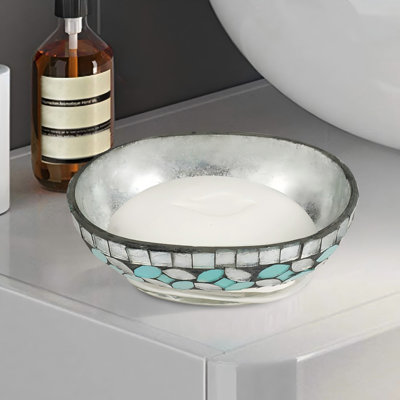 Soap Dish for Bathroom Counter,Shower & Kitchen Mosaic/Steel