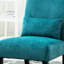 Fauteuil d'appoint en tissu chenille bleu sarcelle, soutenu par des pieds en bois massif bleu avec coussin pour une assise confortable