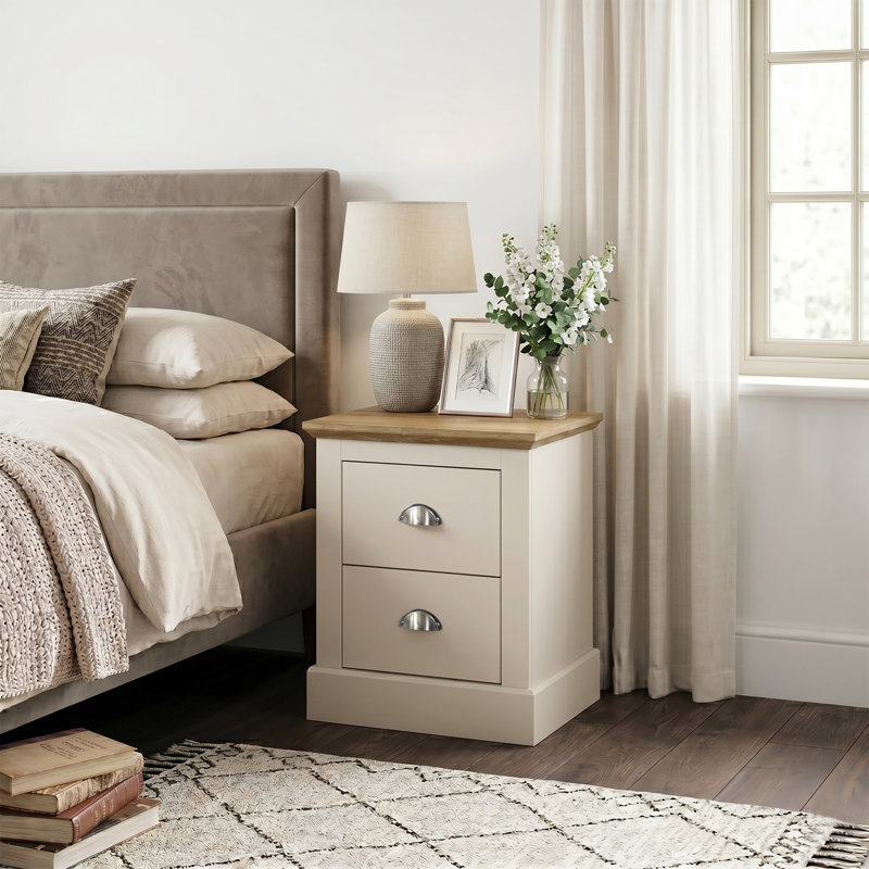 Octave 2 Drawer Bedside Table, Natural