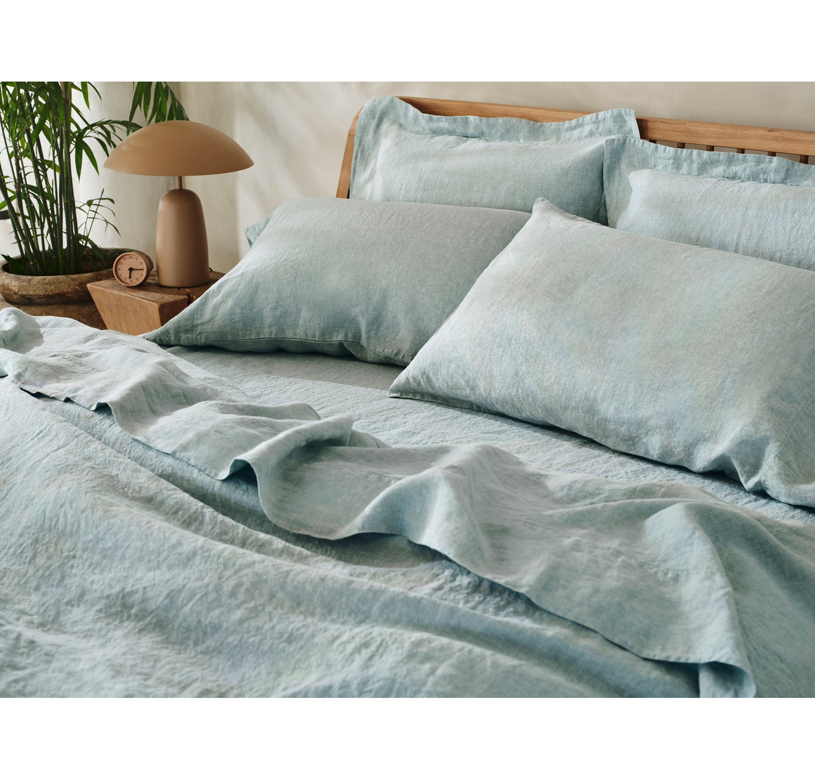 Organic Relaxed Linen Shams, Euro, Pacific Blue Chambray