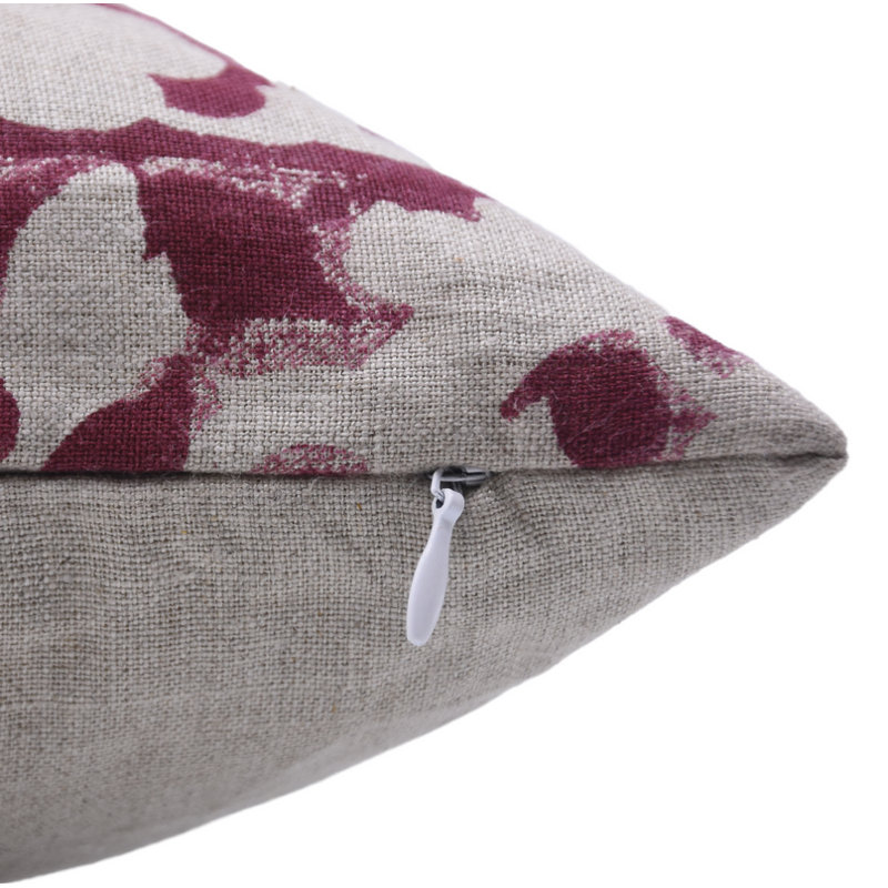 Block Print Throw Pillow Cover, 30 Inch Thick Linen Decorative Cushion Cover, 36" x 14", White/Purple