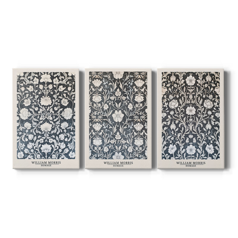 Série de pièces de la collection DCXC III de Wm Morris - Toile tendue sur mesure - 3 pièces, H 36 po x l 72 po