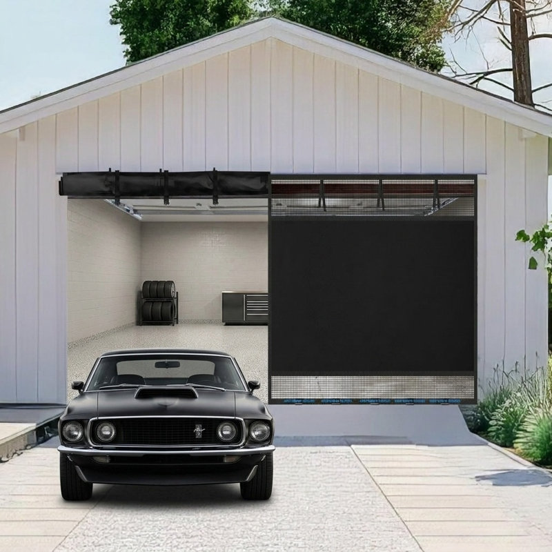 Fermeture magnétique d'intimité occultant avec moustiquaire de porte de garage d'intimité renforcée pour garage pour 2 voitures