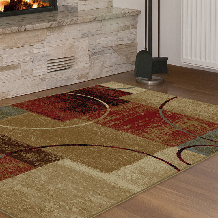 Abercorn Geometric Brown/Red Area Rug
