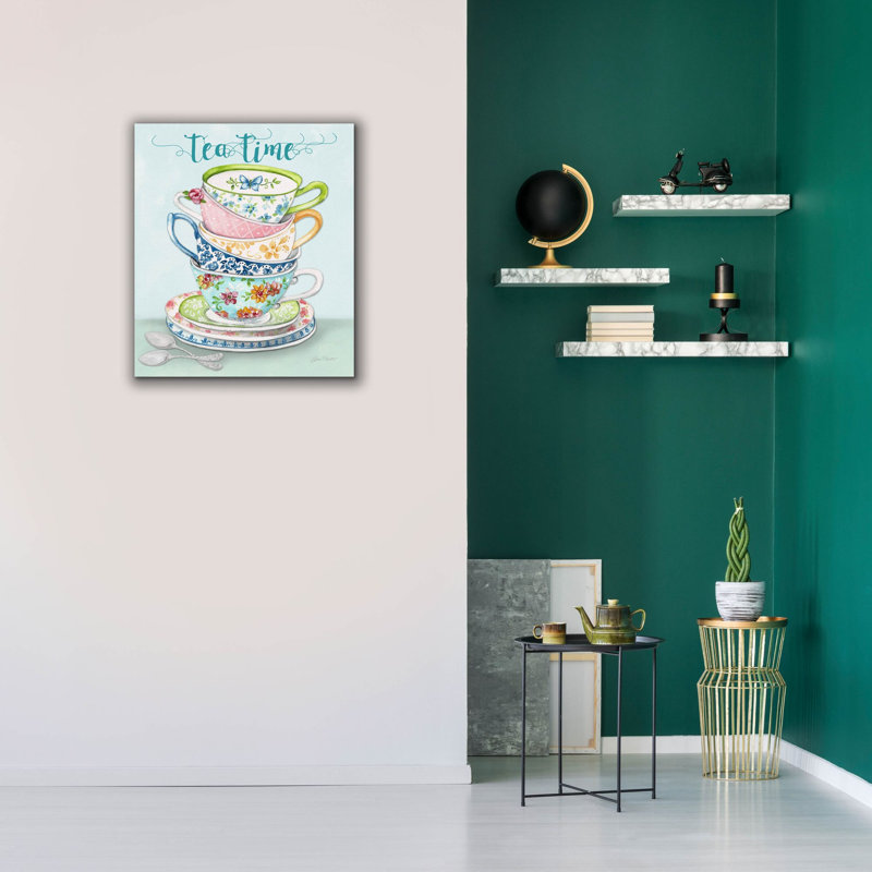 «Watercolor Teacups-a» par Jean Plout, art mural sur toile, H 30 po x l 26 po x P 1,5 po