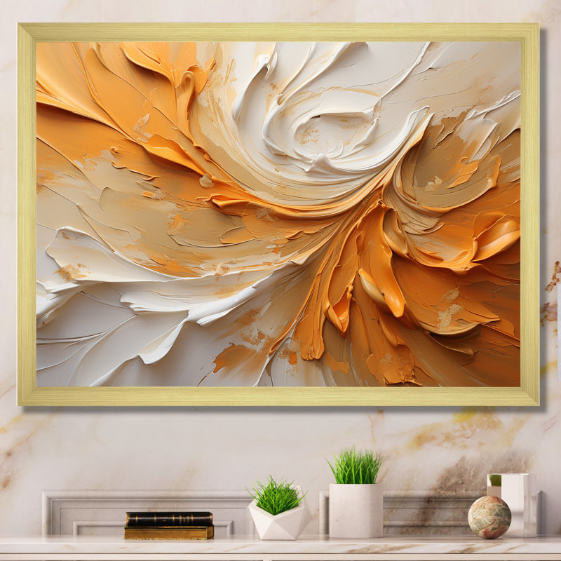 Civan - Abstract Canvas Art Print, Gold Single Picture Framed, 24" H x 32" W x 1" D