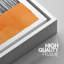 Abstrait, blocs de couleurs vives, orange, jaune, bleu et rose, blocs et lignes encadrés sur toile, impression de 3 pièces-91259784-91259786
