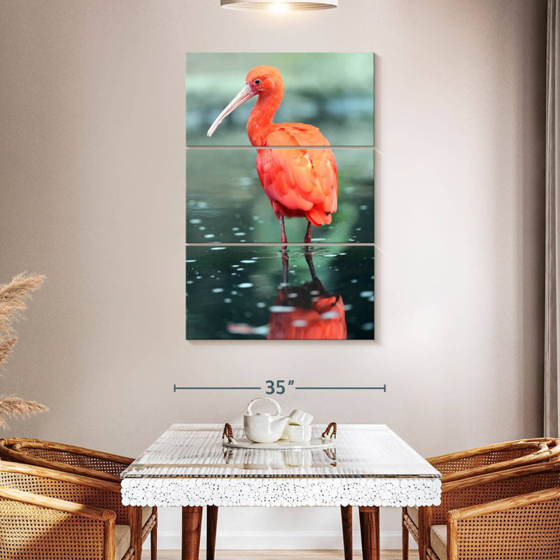 Brampt Scarlet Ibis Bird, 65" H x 42" W