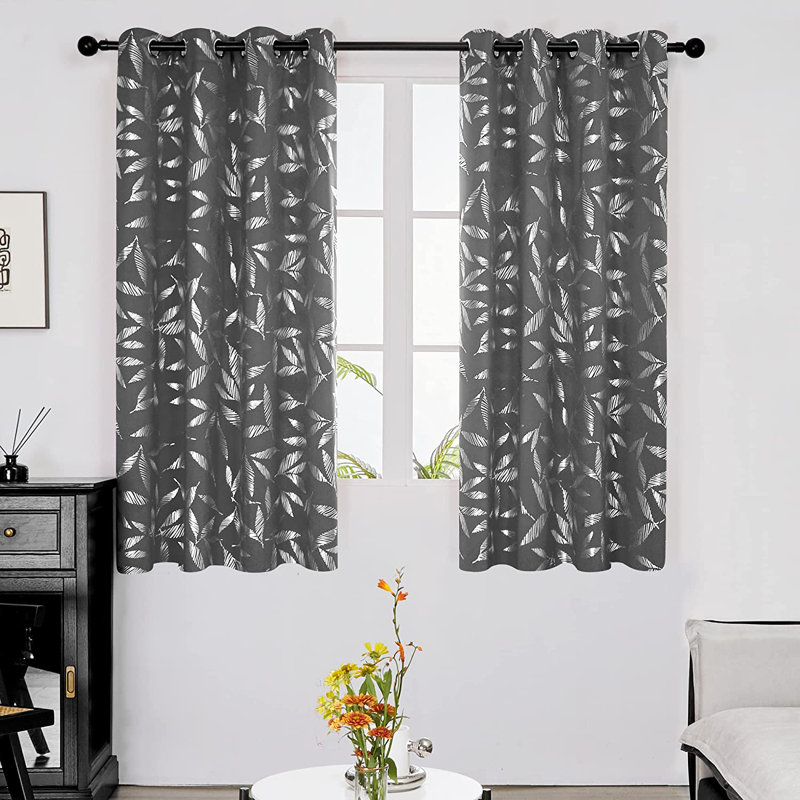 Polyester Room Darkening Curtain Pair, Gray, 52" W x 95" L