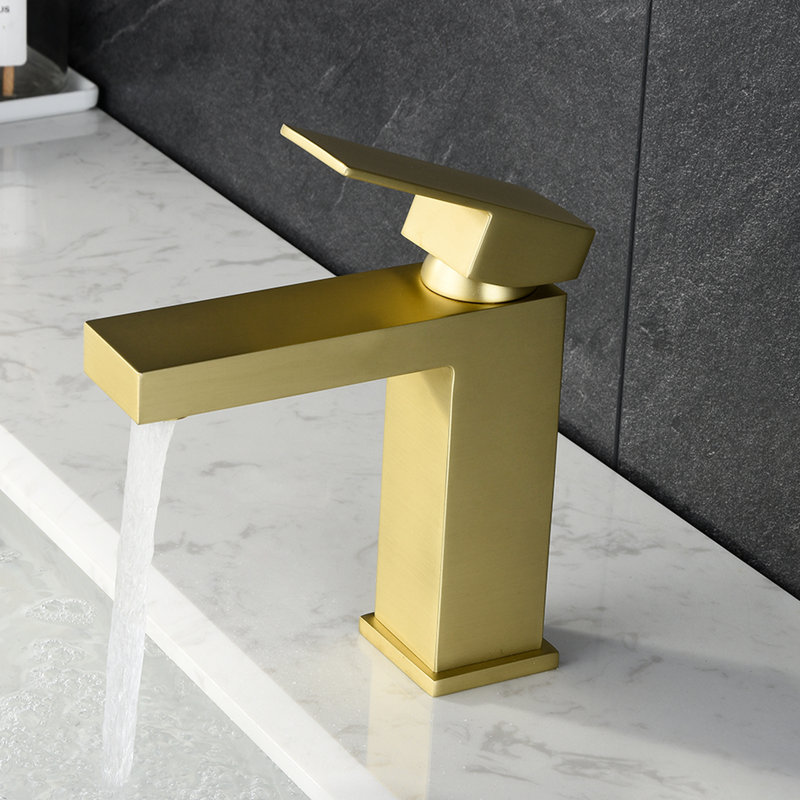 Robinet de lavabo de salle de bain contemporain - Or avec robinet à cartouche et qualité fiable