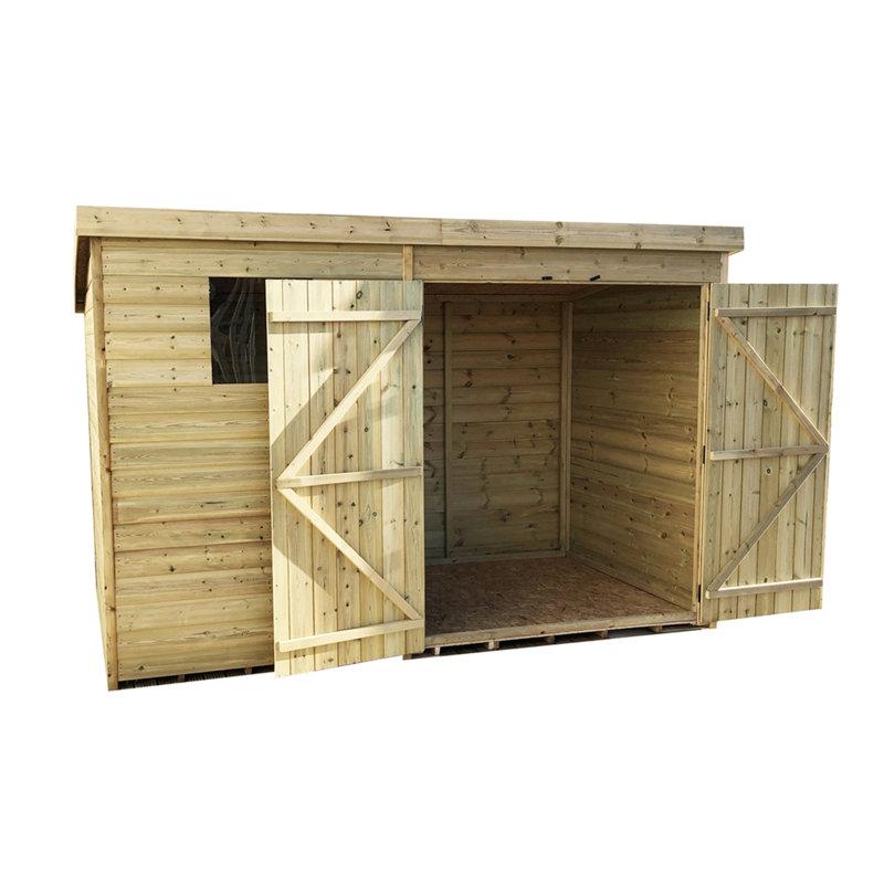 Kalos 10 ft. W x 4 ft. D Solid Wood Garden Shed