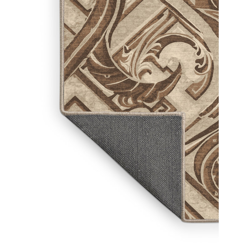 Soft Plush Ehmann Ornate Traditional Vintage Look Area Rug in Beige – Beige Binding, 4x6