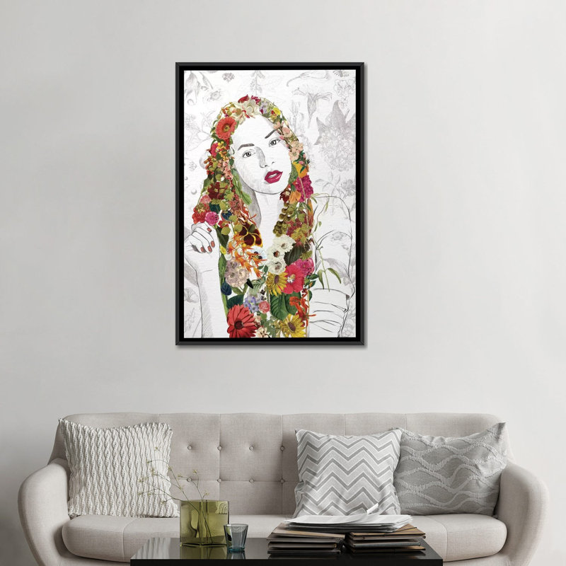 «Flower Fairy», impression sur toile, H 48 po x l 32 po x P 1,5 po, Toile encadrée noire, Pas de tapis