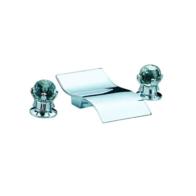 Juno Crystal Handles Chrome Waterfall Bathtub Faucet