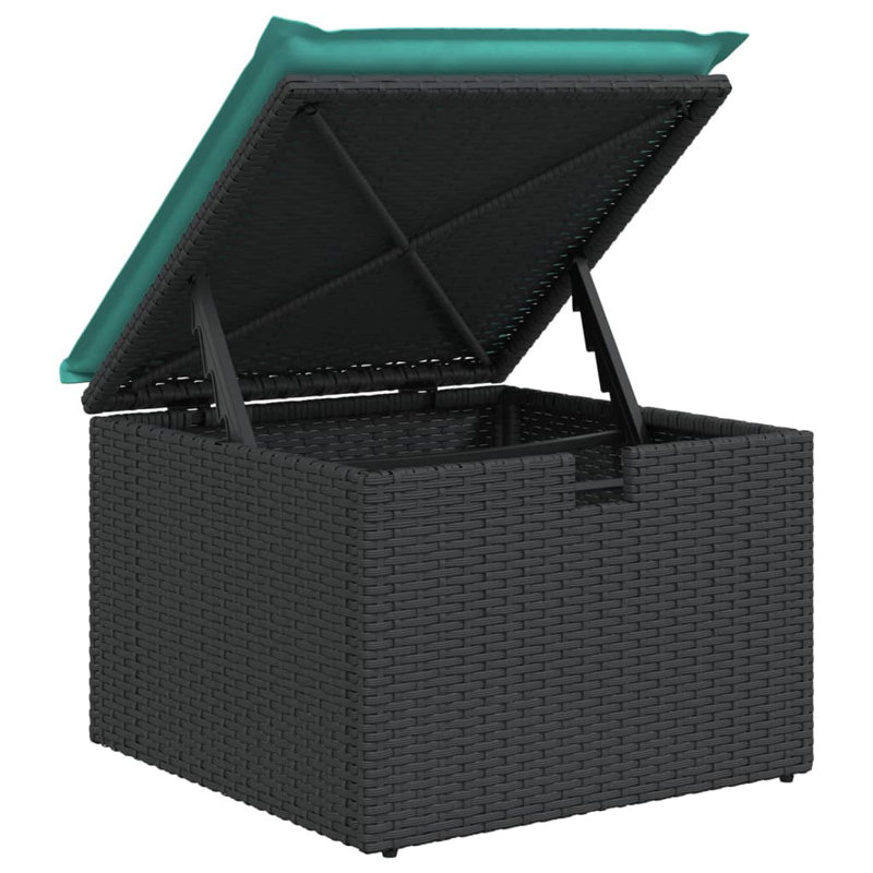  Ensemble de canapé de patio 9 pièces avec coussins en rotin de polyester, Noir, Vert