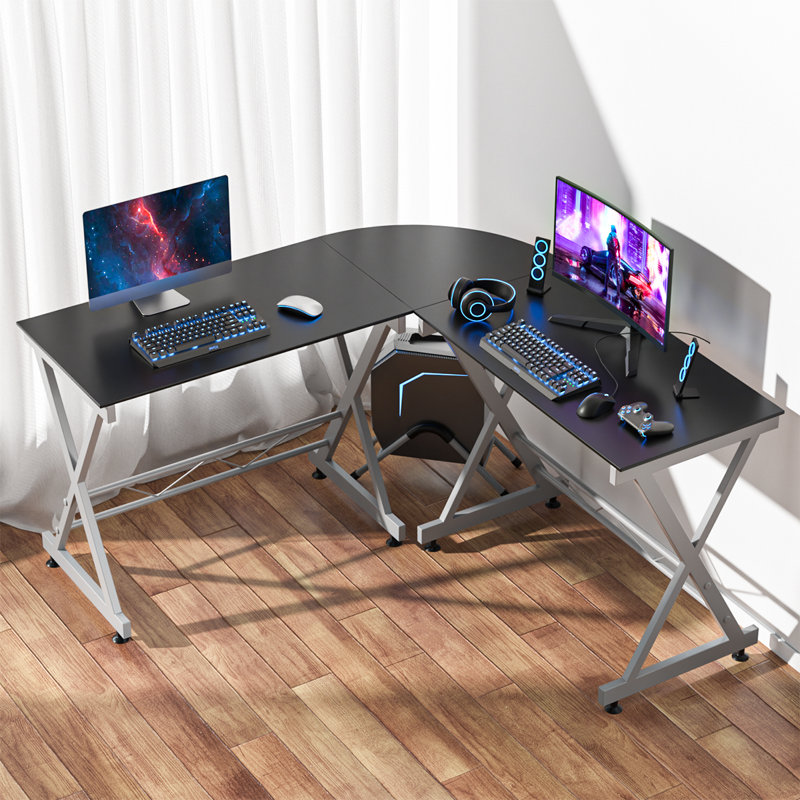 L-Shaped Metal Base Computer Desk