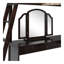 Lit mezzanine double en bois avec bureau en U, compartiments de rangement et miroir à trois volets, espresso-610412794