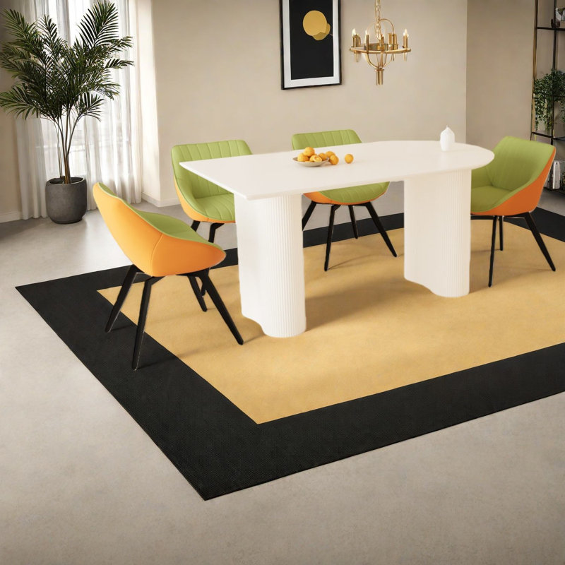 Ensembles de tables de salle à manger modernes avec chaises en polyuréthane vert, table en MDF crème pour la cuisine et la maison
