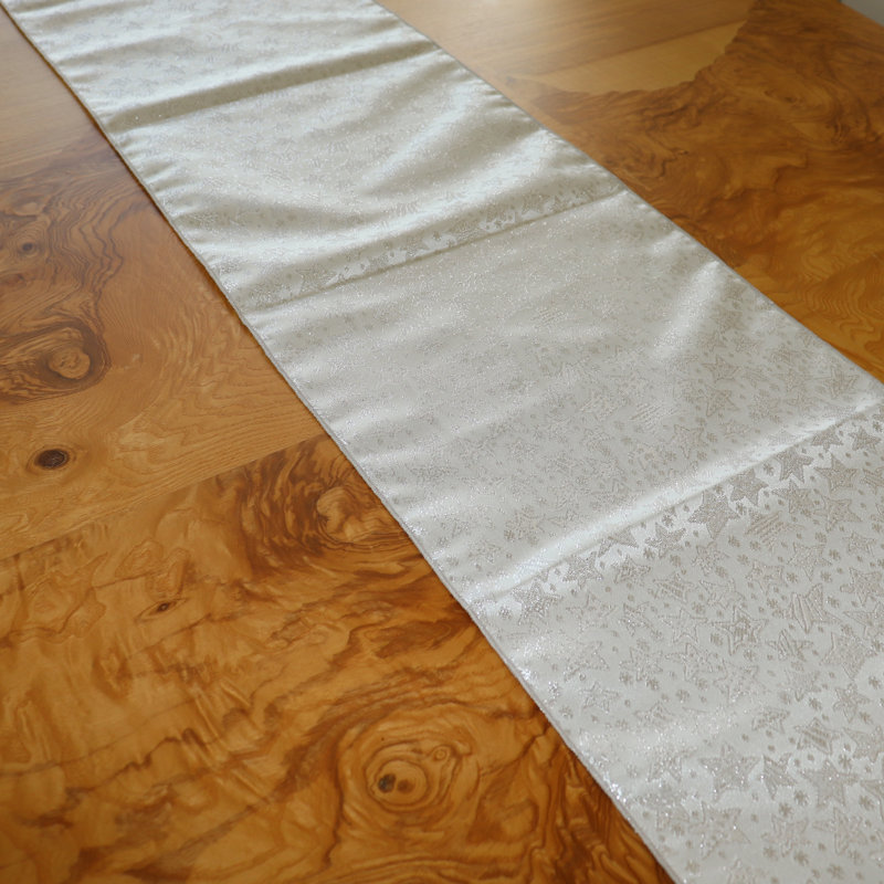 Oretha Geometric Christmas Table Runner, 90" L x 12" W, Silver