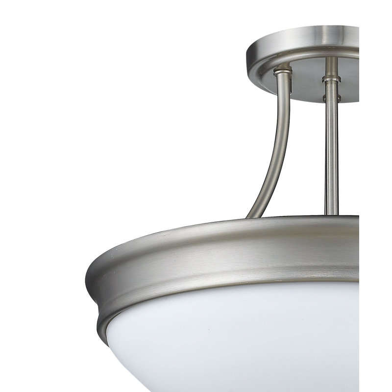 Dormington Glass Semi Flush Mount, Satin Nickel