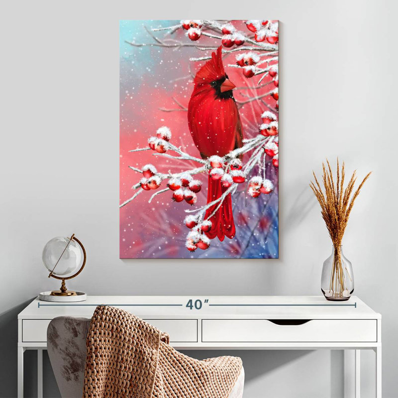 Brampt Winter Red Cardinal, 30" H x 20" W