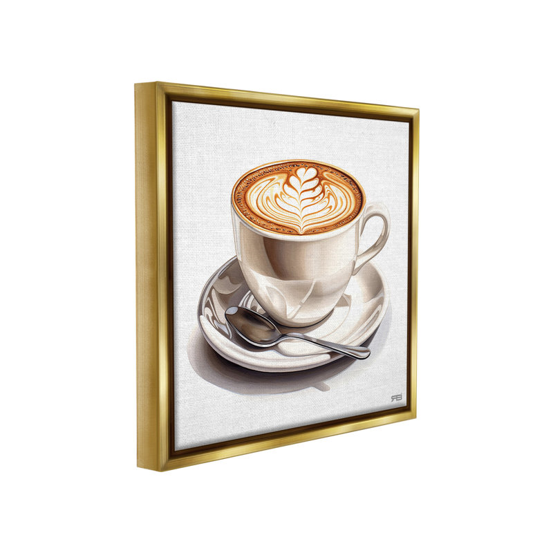 " Espresso Latte With Pattern ", Metallic Gold Floater Frame, 25" H x 25" W