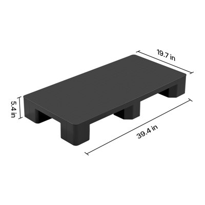 Plastic Pallet, 1 Pc Plastic Pallet for Basement Storage, Lightweight Waterproof Floor Storage Pad for Indoor Outdoor Supermarket Warehouse, Support up to 2205 lbs, 39.4" x 19.7" x 5.4", Black
