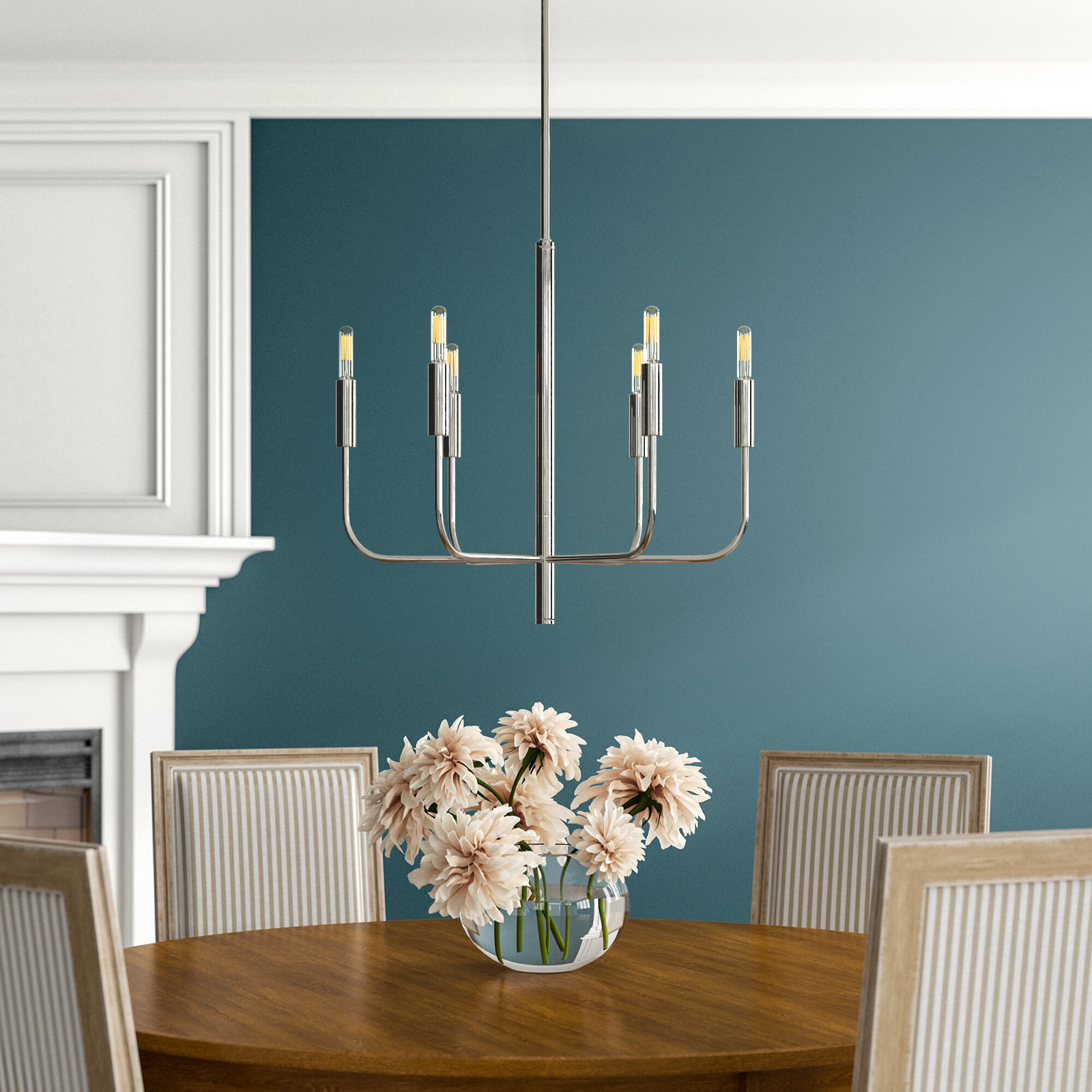 Tedder 6-Light Chandelier, Polished Nickel