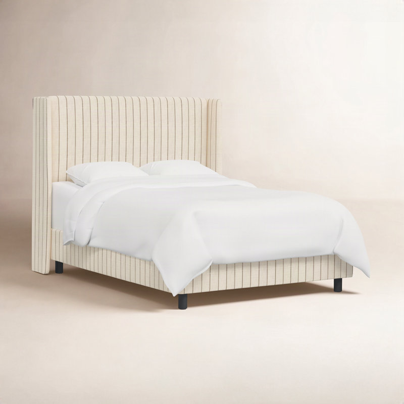 Tilly Upholstered Bed, Queen, Fritz Charcoal Stripe