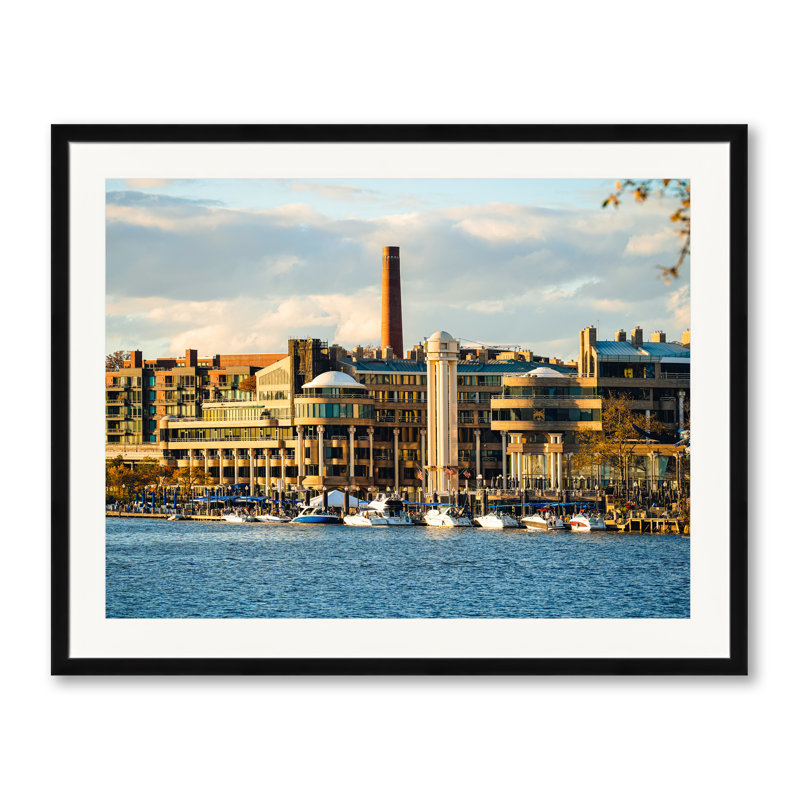 Georgetown Waterfront Print by Leo Ang, Black Framed Paper, 24" H x 30" W