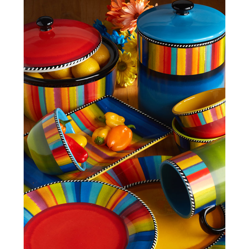 Colorful Ceramic Retro Soup and Pasta Bowls Set of Four