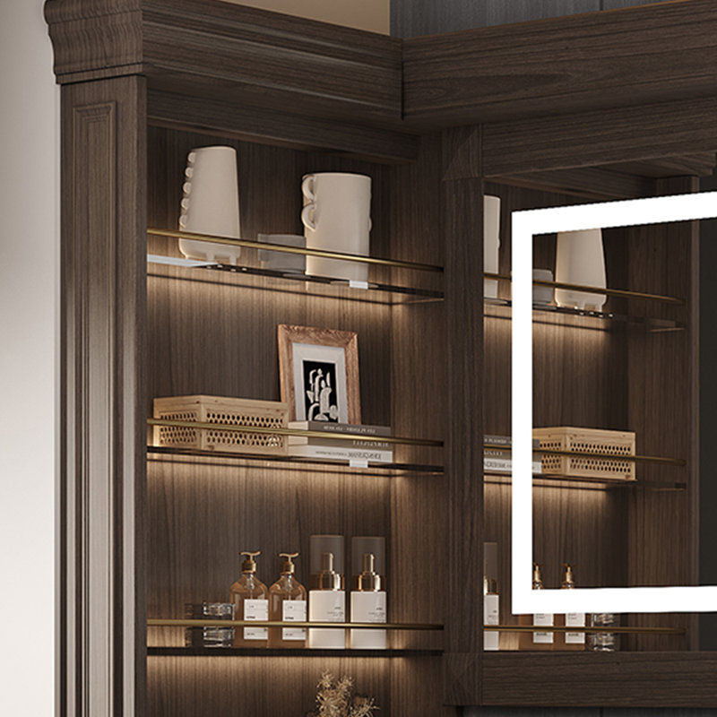 Armoire de salle de bain rétro de style français, Brun, L 71 po