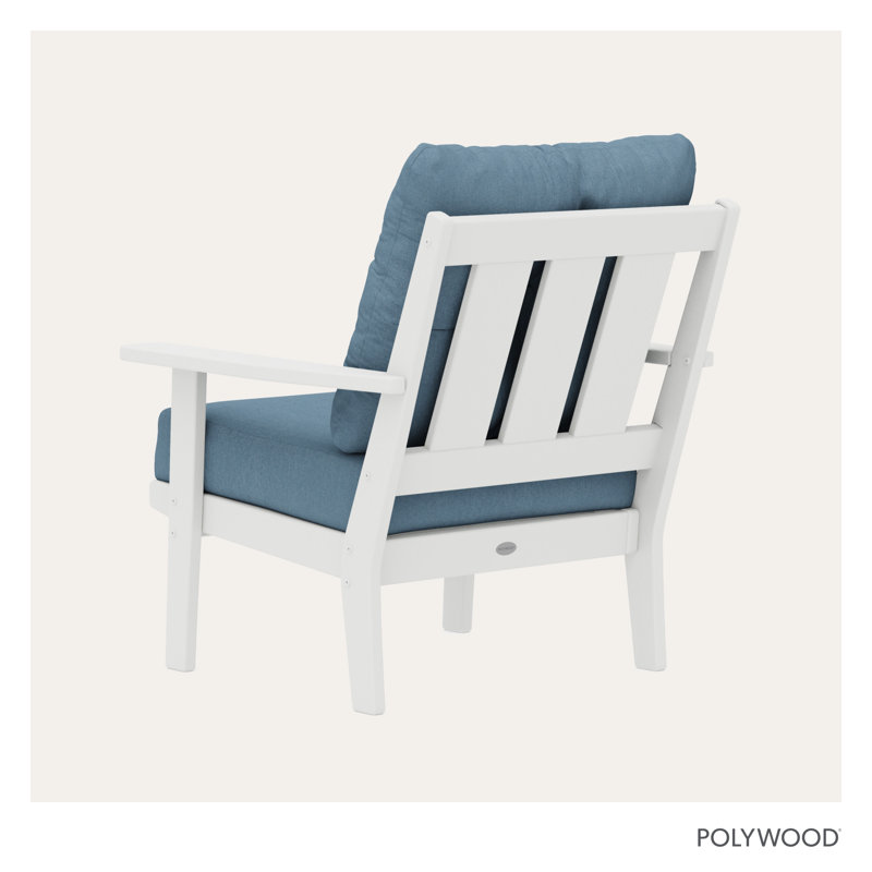 Oxford Deep Seating Chair, White, Sky Blue
