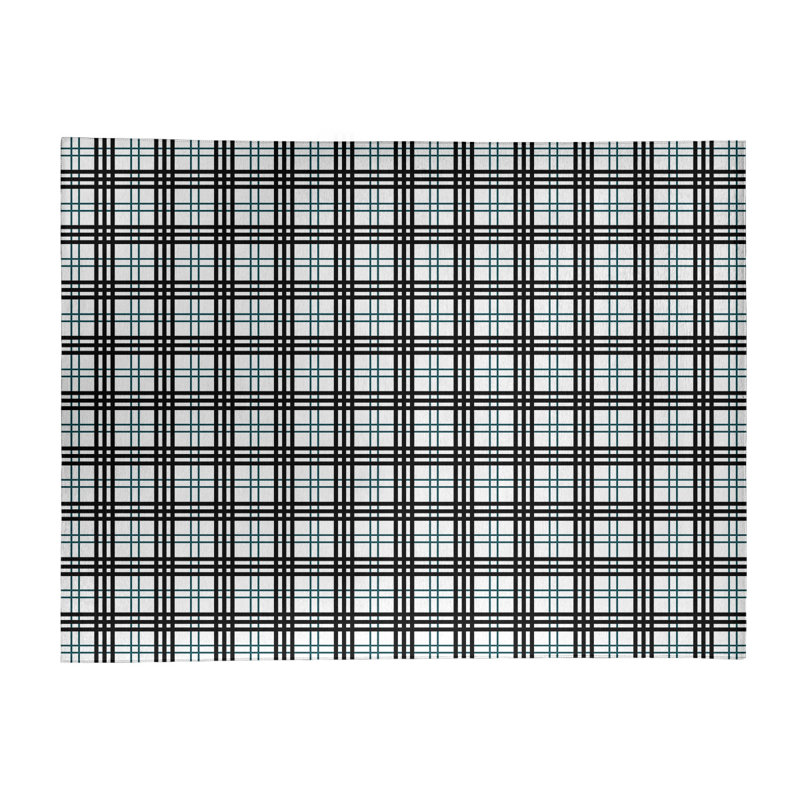 Tapis noir / blanc à carreaux, Rectangle 9 pi x 12 pi