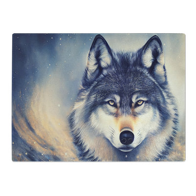 Wolf Art Painting  Glass Chopping Board