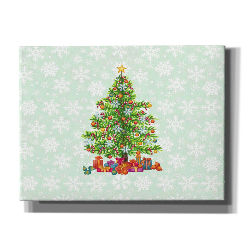 «Christmas Tree Spode» par Andrea Strongwater, art mural sur toile, H 12 po x l 16 po x P 0,75 po