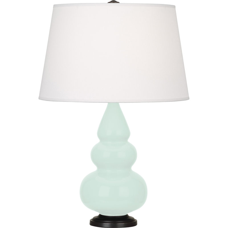 Small Triple Gourd 24.5" Table Lamp, Deep Patina Bronze, Mint Glazed