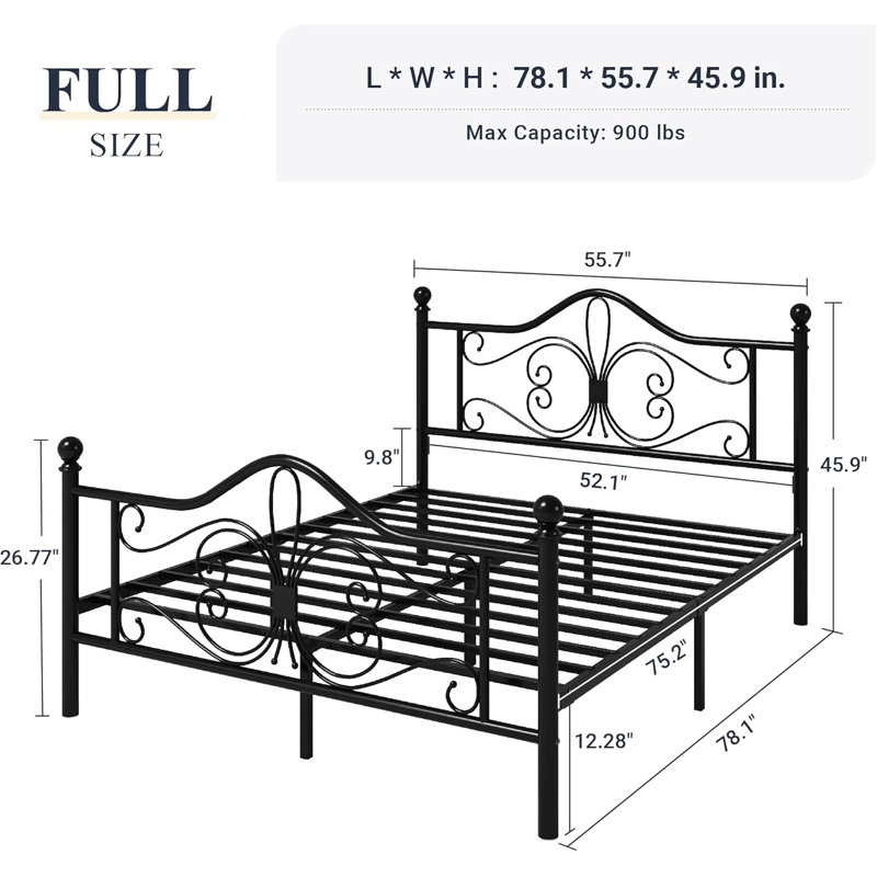 Black Full Size Metal Bed Frame