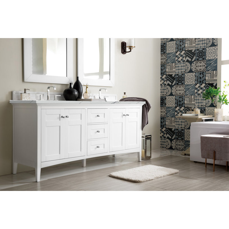 Palisades 72''  W Double Vanity, Bright White, Ethereal Noctis
