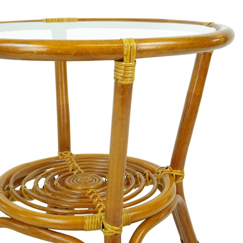 Eukleides Glass Tray Top End Table, Brown
