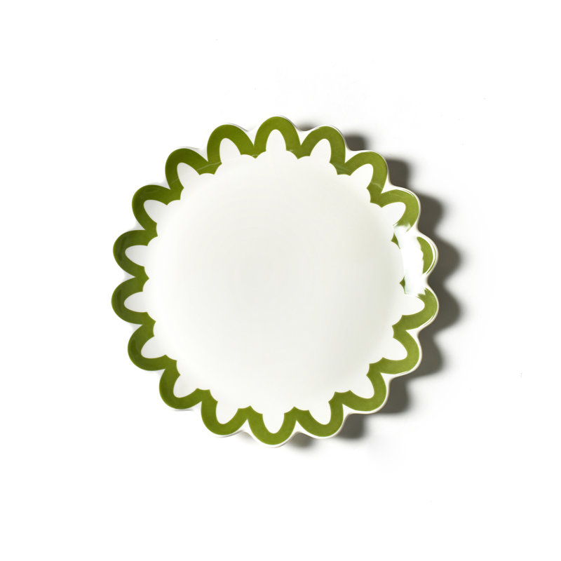 Plateau à bordure festonnée olive Arabesque, Vert